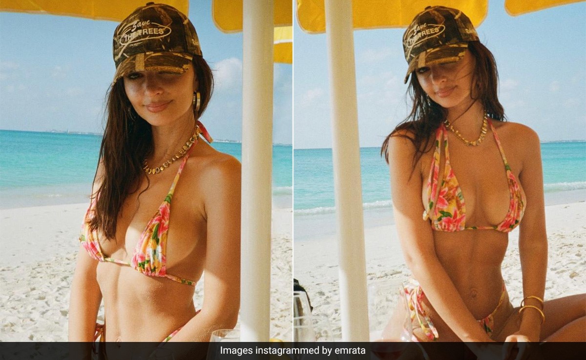 Emily Ratajkowsk's Floral Swimwear Gives Spring Vibes In The Middle Of Gloomy Winter In Floral Swim Set