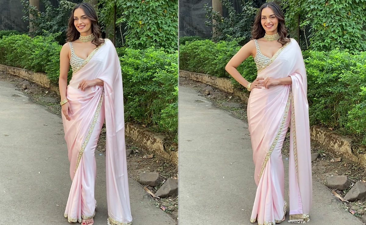 Manushi Chillar's Blush Pink <i>Saree</i> Is When Barbiecore Meets Soft Girl Aesthetic