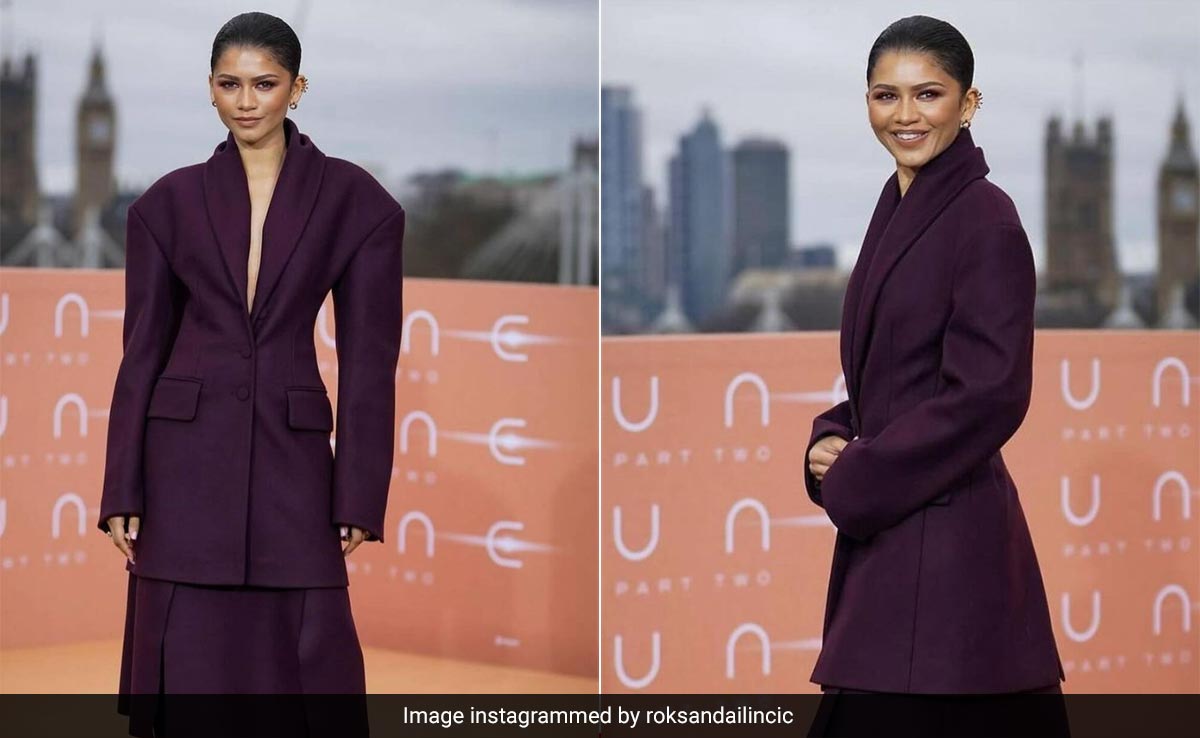 Just Know That You Saw Zendaya In This Deep Plum Boss Pantsuit Before You Saw It On The Runway