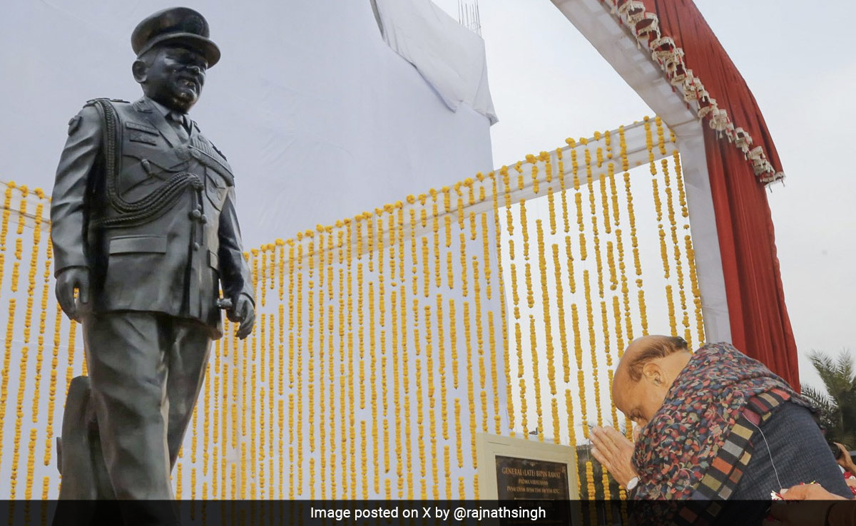 Defence Minister Unveils Statue Of General Bipin Rawat In Dehradun