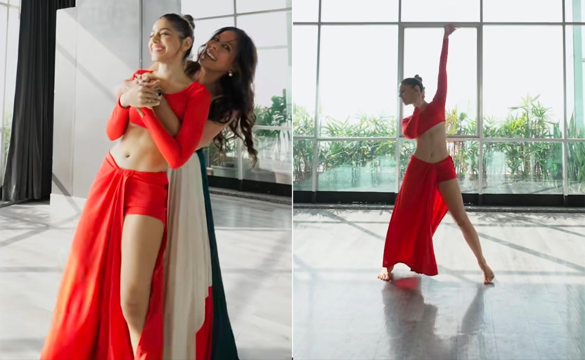 Alaya Furniturewala Dances Her Way Stylishly In Red To Her Mother Pooja Bedi For Valentine's Day