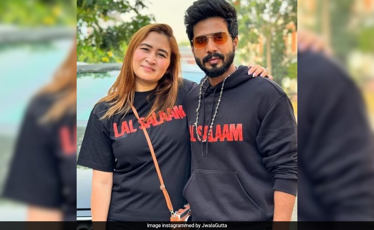 <i>Lal Salaam</i> Actor Vishnu Vishal And Wife Jwala Gutta Twinning In Customised Shirts On Release Day