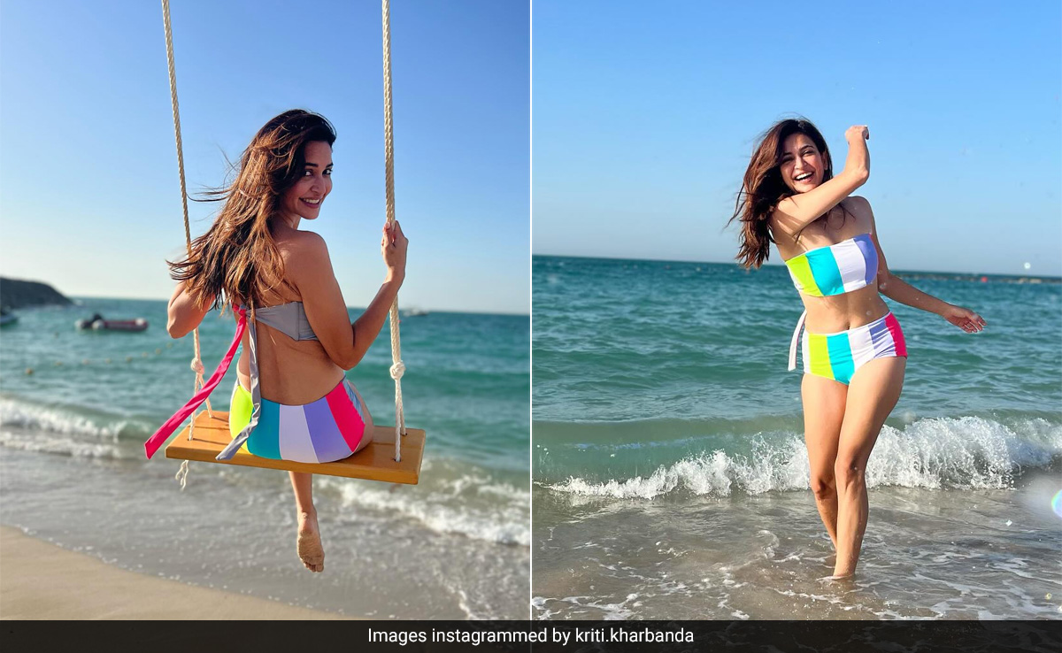 "Sunday's Got" Kriti Kharbanda Looking Sunshine Chic In A Multicoloured Swimsuit On The Beach