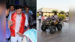 MP CM Mohan Yadav's son wedding: राजस्थान में एमपी के CM मोहन यादव के बेटे की शाही शादी, बाइक पर दुल्हन को लेकर पहुंचे वैभव, देखें फोटो