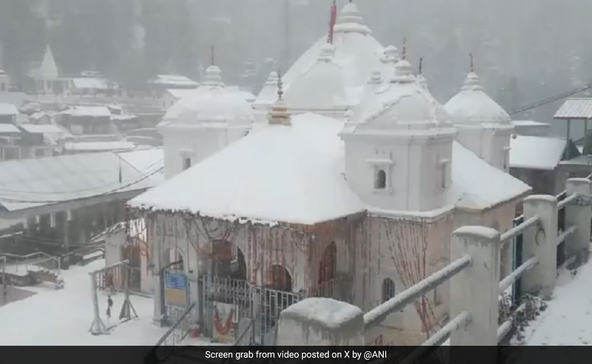 Watch: Uttarakhand's Gangotri Dham Covered In White After Heavy Snowfall