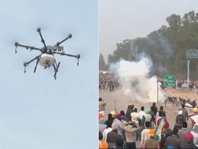 Tear Gas Shells Dropped From Drone On Farmers At Punjab-Haryana Border