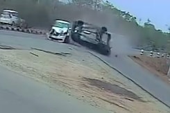 Video: 4 Injured As Speeding Car Topples Over Divider, Hits Another Vehicle Video: 4 Injured As Speeding Car Topples Over Divider, Hits Another Vehicle