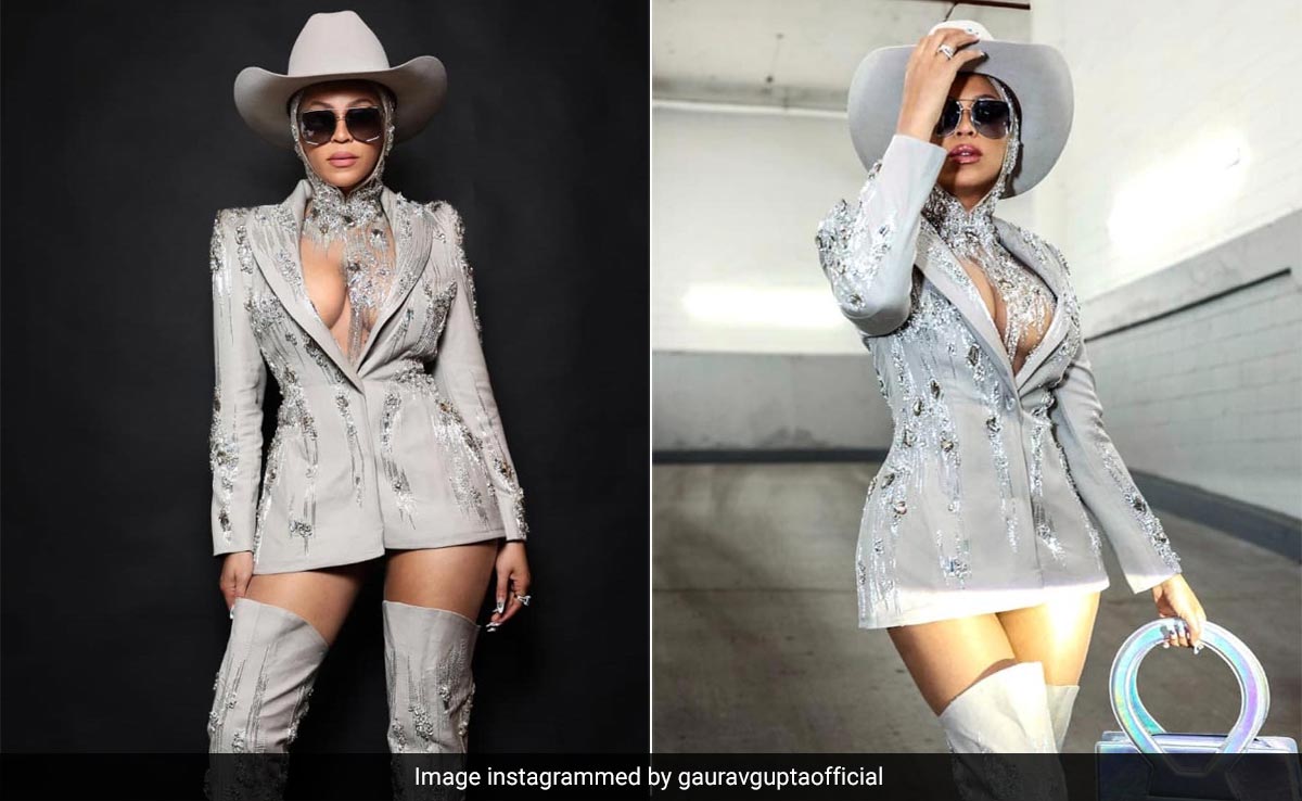 Beyonce In A Gaurav Gupta Blazer Dress, Cowboy Hat, Boots And Lots Of Bling Has Everyone On Her Lasso At NYFW 2024