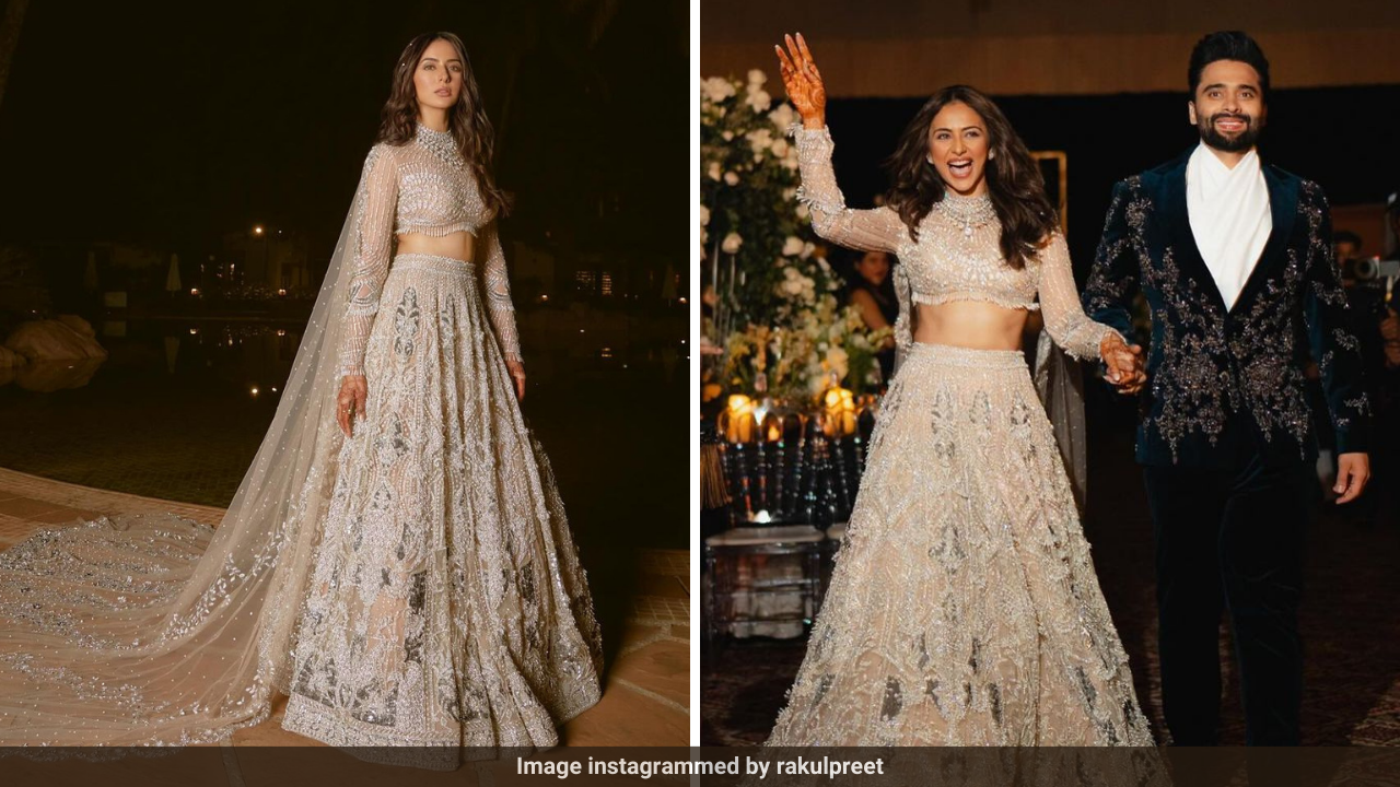 At Her Cocktail Ceremony, Rakul Preet Singh's "Magical Outfit For A Magical Night" Was This Falguni Shane Peacock <i>Lehenga</i>