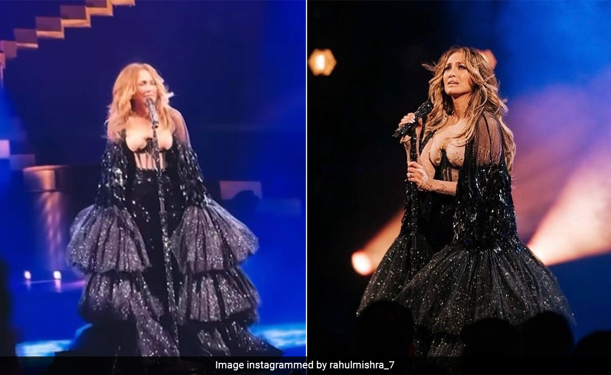 Jennifer Lopez's Shimmering Rahul Mishra Feathered Cape Competed With Her Dance Moves To Dazzle The Audience