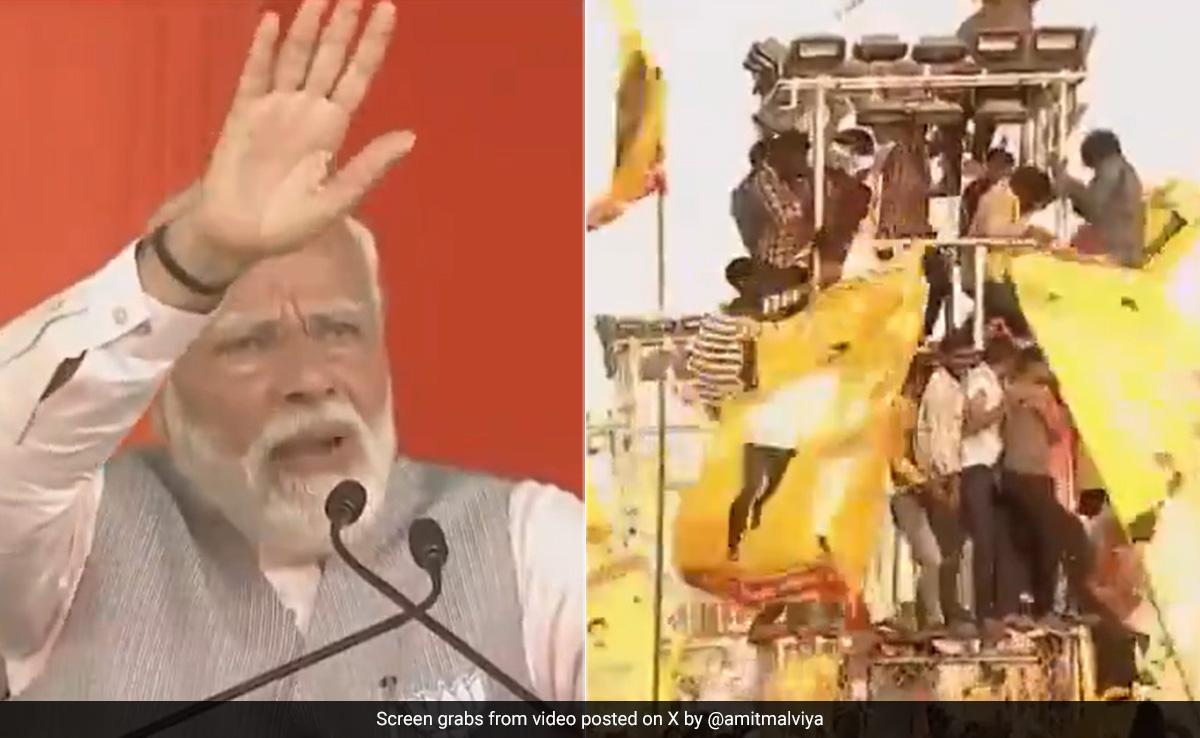 "Get Them Down": PM Modi As People Climbed Tower At Andhra Rally