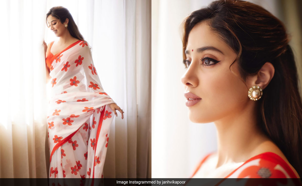 Janhvi Kapoor In A White And Red Floral Print <i>Saree</i> Is The Most Fashionable Bloom This Spring