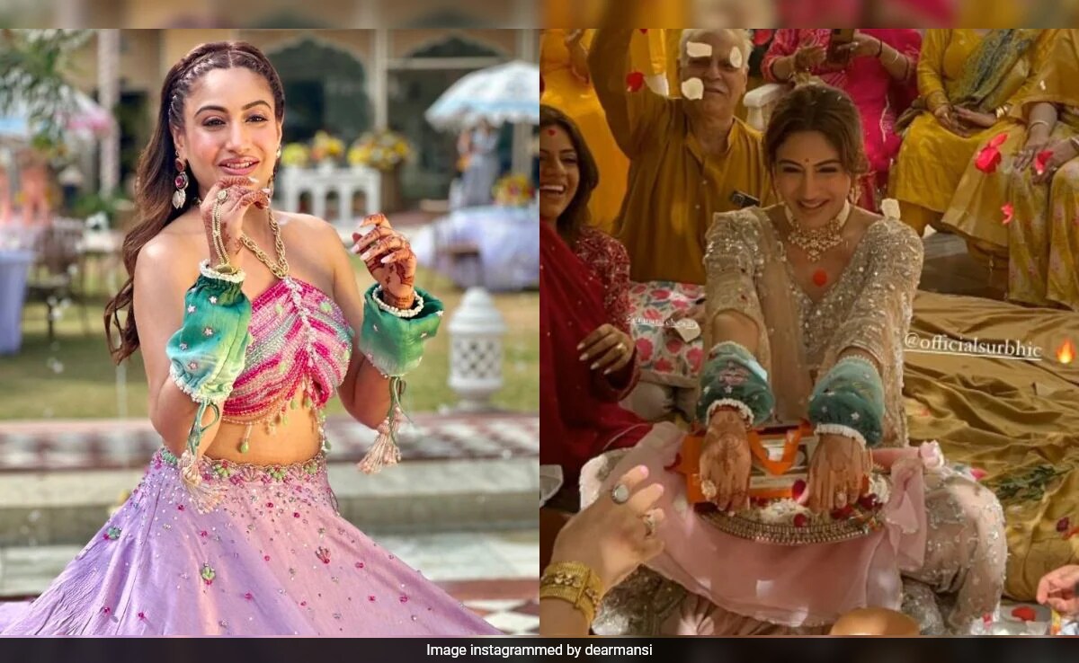 Trending Pics From <i> Ishqbaaz</i> Star Surbhi Chandna's Haldi And Chooda Ceremony