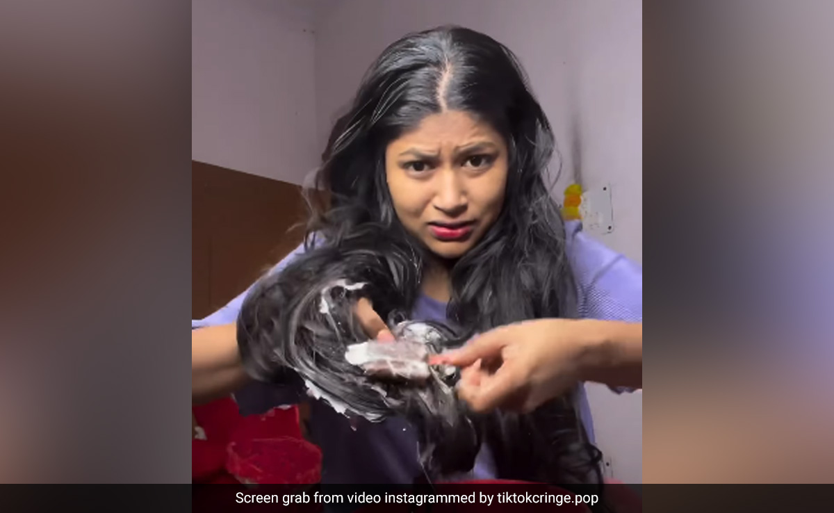 Video: Woman Tries To Colour Hair By Using Chocolate Ice Cream, Internet Reacts