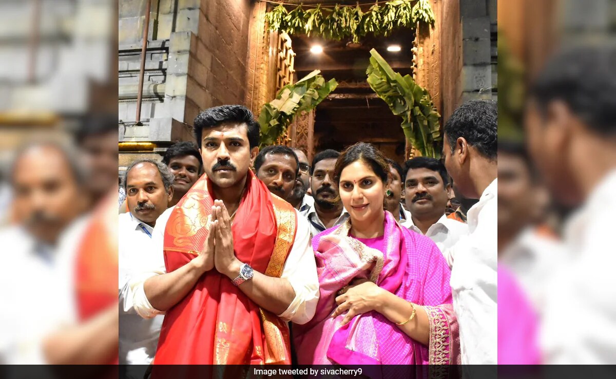 Ram Charan's Birthday Special Visit To Tirumala Temple With Wife Upasana And Daughter Klin Kaara By His side
