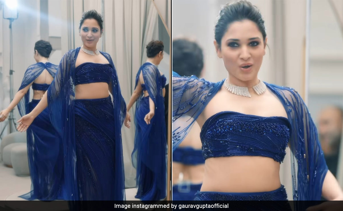 Tamannaah Bhatia Exudes Chic Style Energy In An Electrifying Blue Gaurav Gupta Co-Ord Set
