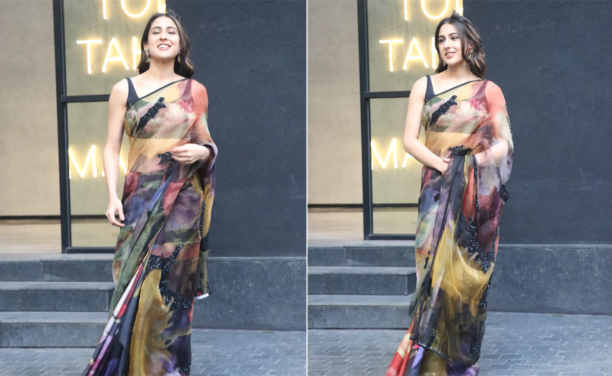 Sara Ali Khan's Deep Fall Printed <i>Saree</i> Is Perfect Even For A Breezy Day Of Spring