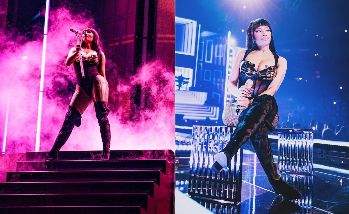 Nicki Minaj Left The Audience Amazed In Her Custom Gaurav Gupta Bodysuit And Boots For Pink Friday 2 World Tour