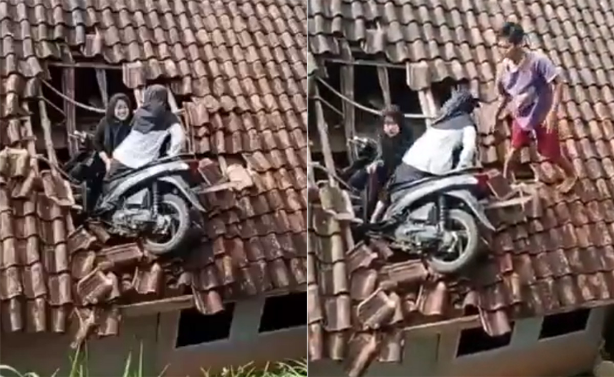 लड़कियों ने घर की छत पर टेक ऑफ कर दी स्कूटी, देख बोले लोग- ये गाड़ी चला रही थीं या हेलीकॉप्टर