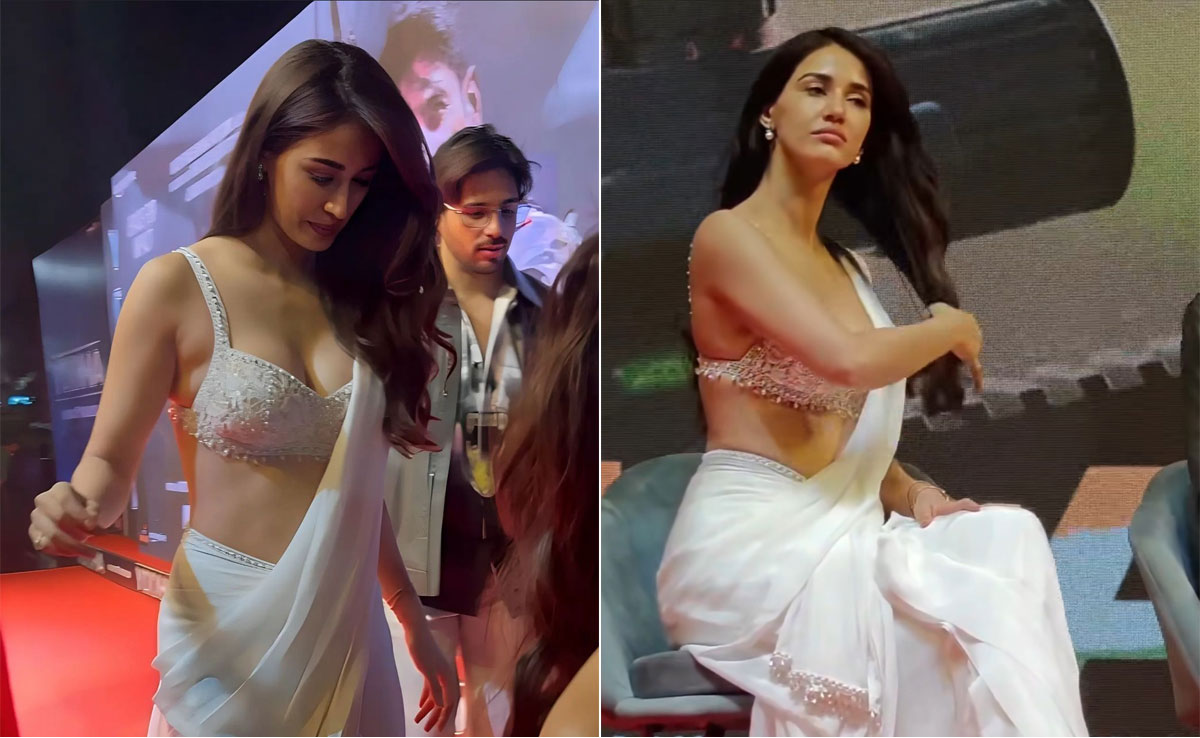 After Dazzling In A Mini Dress, Disha Patani Continues To Sparkle In A Silver Sequin <i>Saree</i>