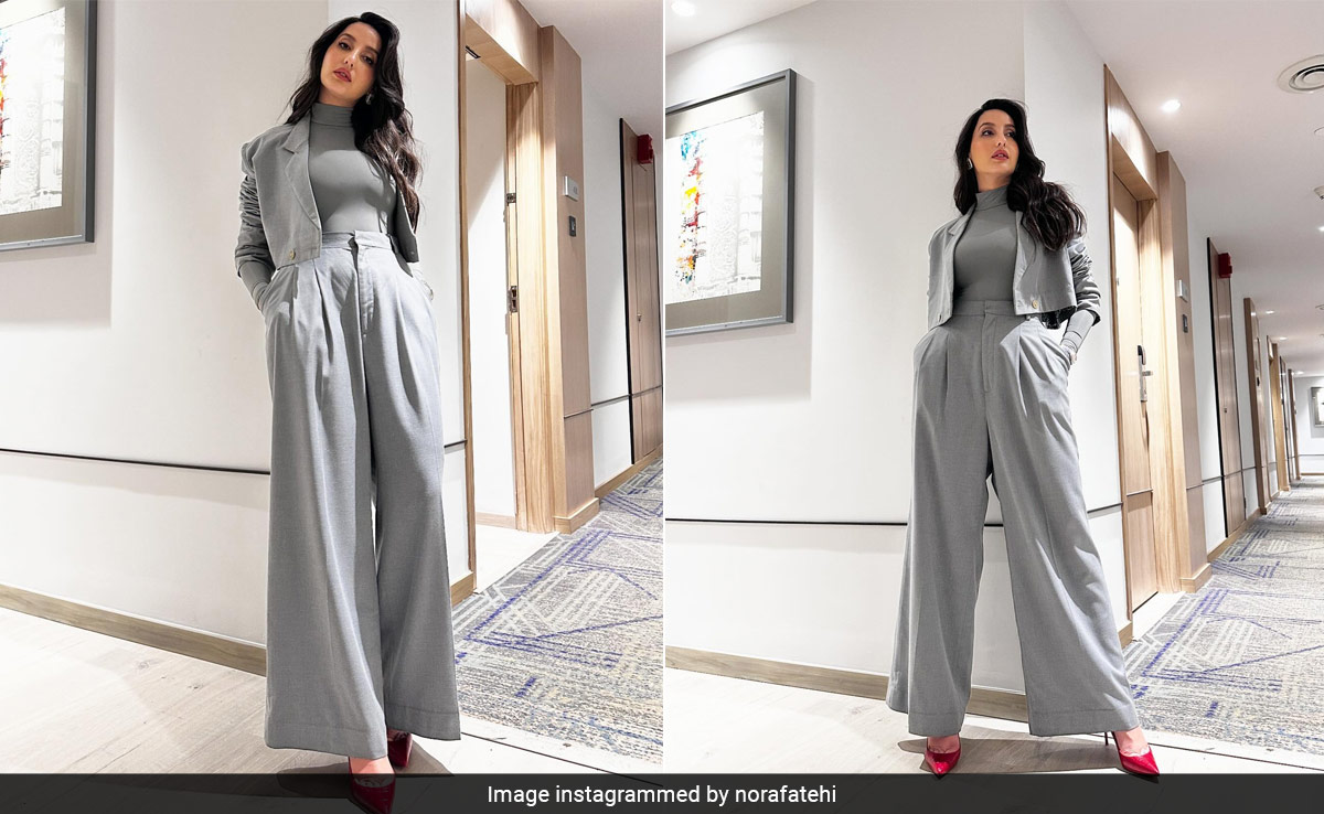 Nora Fatehi's Grey Pantsuit Wins The Power-Dressing Game Like Never Before