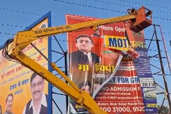 Posters Of Political Parties Taken Down In UP As Model Code Sets In Posters Of Political Parties Taken Down In UP As Model Code Sets In