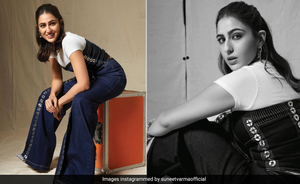 Sara Ali Khan Plays Suneet Varma's Stylish Muse In An Embellished Lee Denim Look