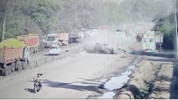 Video: Speeding SUV Rams Divider, Then Crashes Into Stationary Truck
