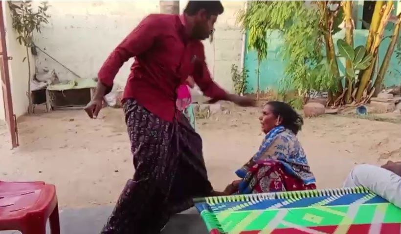 Andhra Man Drags Mother By Hair, Slaps Father Over Land Given To Brother Andhra Man Drags Mother By Hair, Slaps Father Over Land Given To Brother