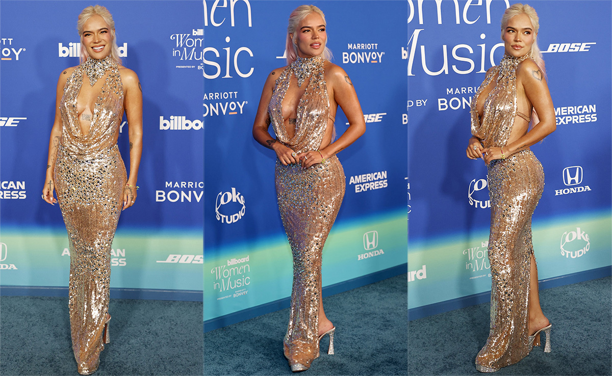It's True, Karol G Was Too Busy Sparkling In This Embellished Skirt Set At The Billboard Women In Music Awards