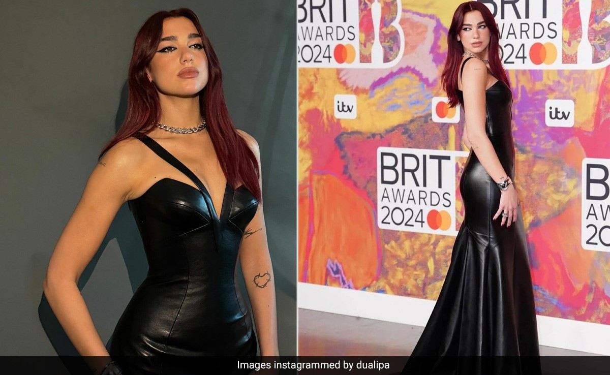 Dua Lipa Makes A Bewitching Entry In A Black Versace Dress On The 2024 Brits Awards Red Carpet