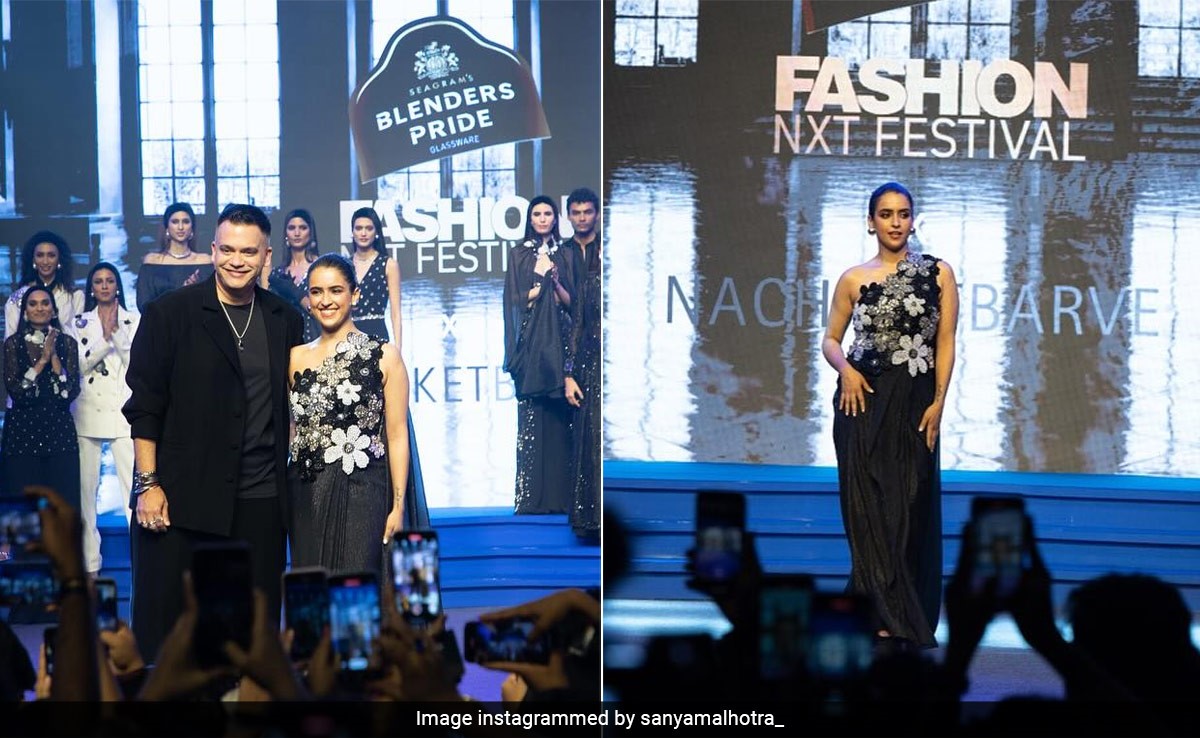 Sanya Malhotra Transforms Into A Showstopper Wearing A Delightful Floral Nachiket Barve Ensemble On The Runway