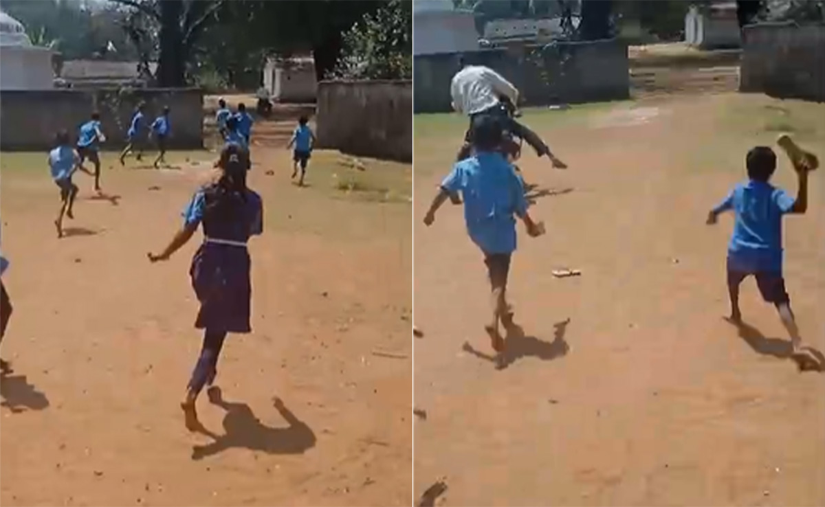 VIDEO: शराब पीकर स्कूल पहुंचा 'कलयुगी शिक्षक', बच्चों ने जूते-चप्पल फेंक दौड़ा-दौड़ाकर भगाया