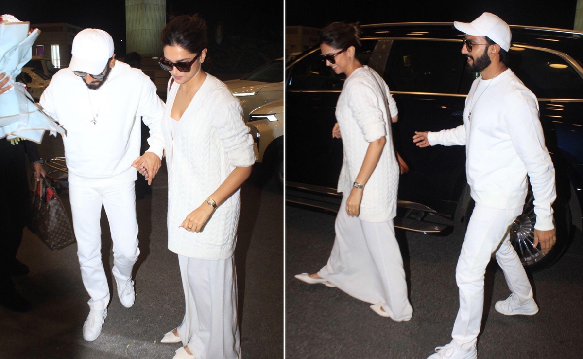 For Their First Joint Appearance After Pregnancy Announcement, Deepika Padukone And Ranveer Singh Look Wonderful In White At The Airport