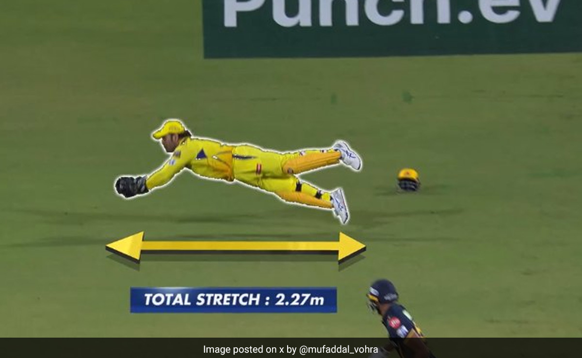 0.6 सेकंड का रिएक्शन टाइम,  2.3 मीटर की छलांग, 42 साल के धोनी ने हवाई कैच लेकर मचाया बवाल, विश्व क्रिकेट चौंका,Video