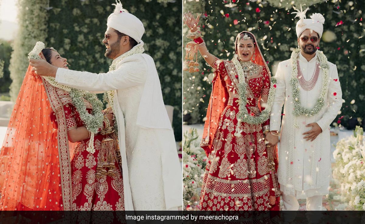 Meera Chopra And Rakshit Kejriwal Are High On Love And Style In Red And White Wedding Outfits
