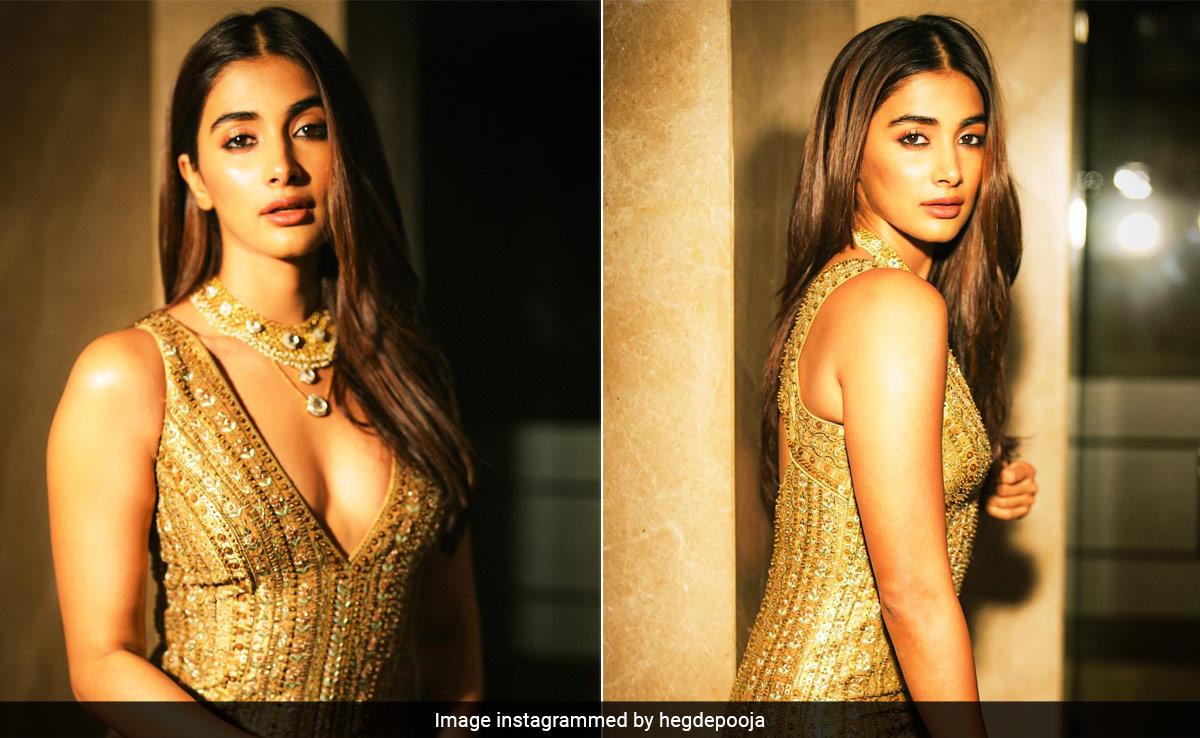 Pooja Hegde's Rs 2.5 Lakh Anita Dongre Dress With <i>Zardozi</i> Embroidery Gave Cocktail Chic An Ethnic Touch