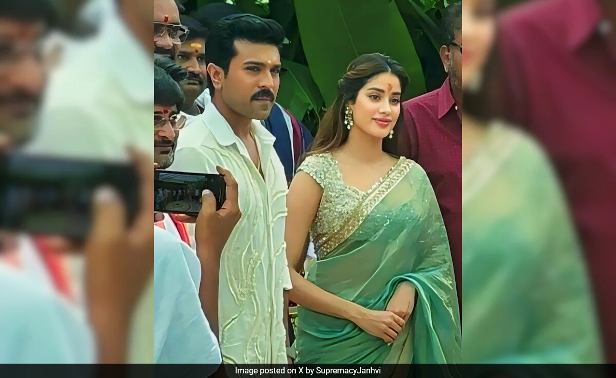 Viral Pics Of Ram Charan And Janhvi Kapoor From RC16 Grand Launch
