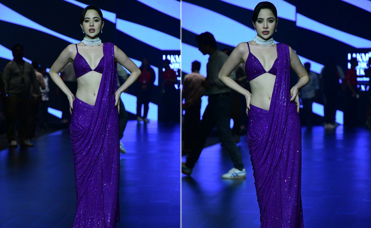 Uorfi Javed Glittering Away In A Deep Purple Sequinned <i>Saree</i> Was Not On Our Cards Today