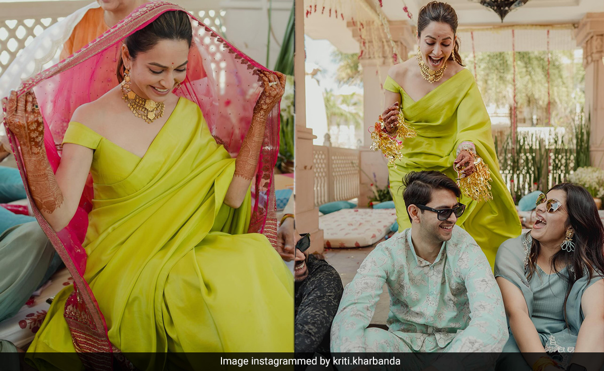 Kriti Kharbanda's Lime Green <i>Chooda Saree</i> Was Made Extra Special With Her Mom's Bridal <i>Dupatta</i>