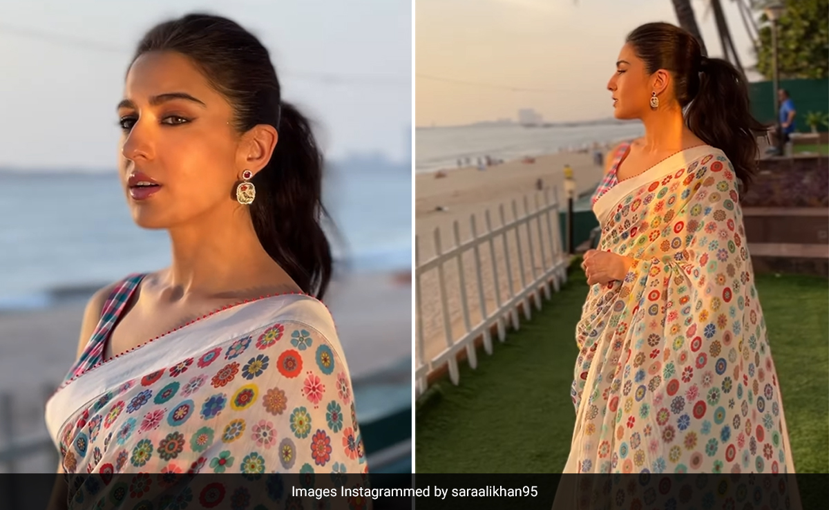 Sara Ali Khan Spread Holi 2024 Vibes Not With Colour But A Multicoloured "<i>Saree</i> With <i>Rangoli</i>"