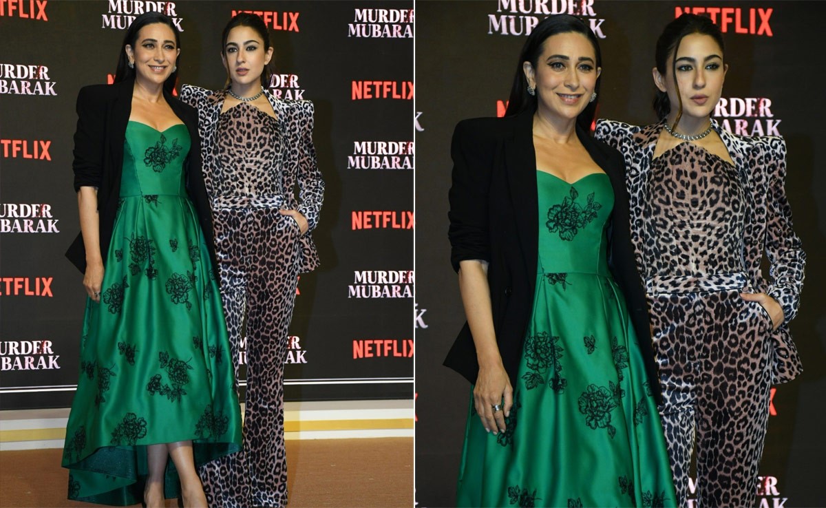 For The Trailer Launch Of <i>Murder Mubarak</i>, Sara Ali Khan And Karisma Kapoor Match Their Style Quotient In Printed Looks