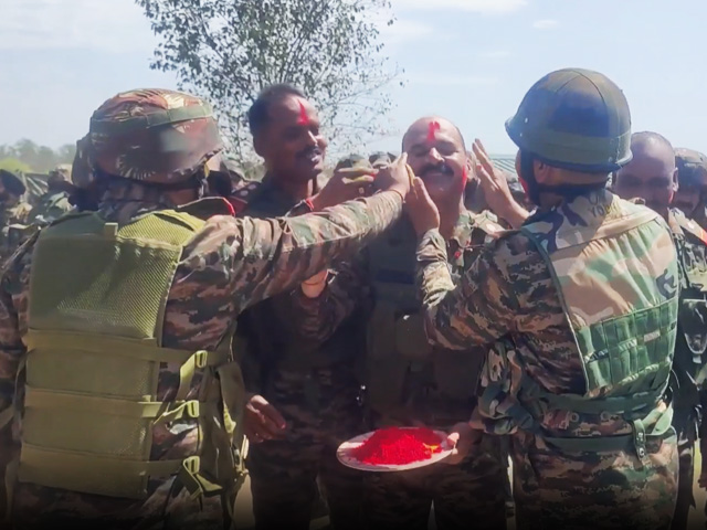 Army Troops Celebrate Holi With Sweets, Colours At Line Of Control