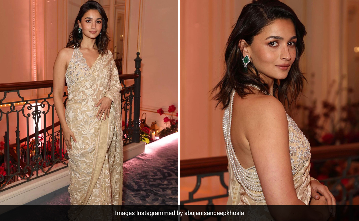 Alia Bhatt's Vintage Abu Jani Sandeep Khosla Ivory <i>Saree</i> Was Handmade 30 Years Ago Over 3500 Hours