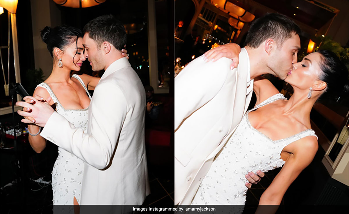 Who Needs Colour When Amy Jackson And Ed Westwick Can Steal The Show In White At Their Engagement Dinner Party