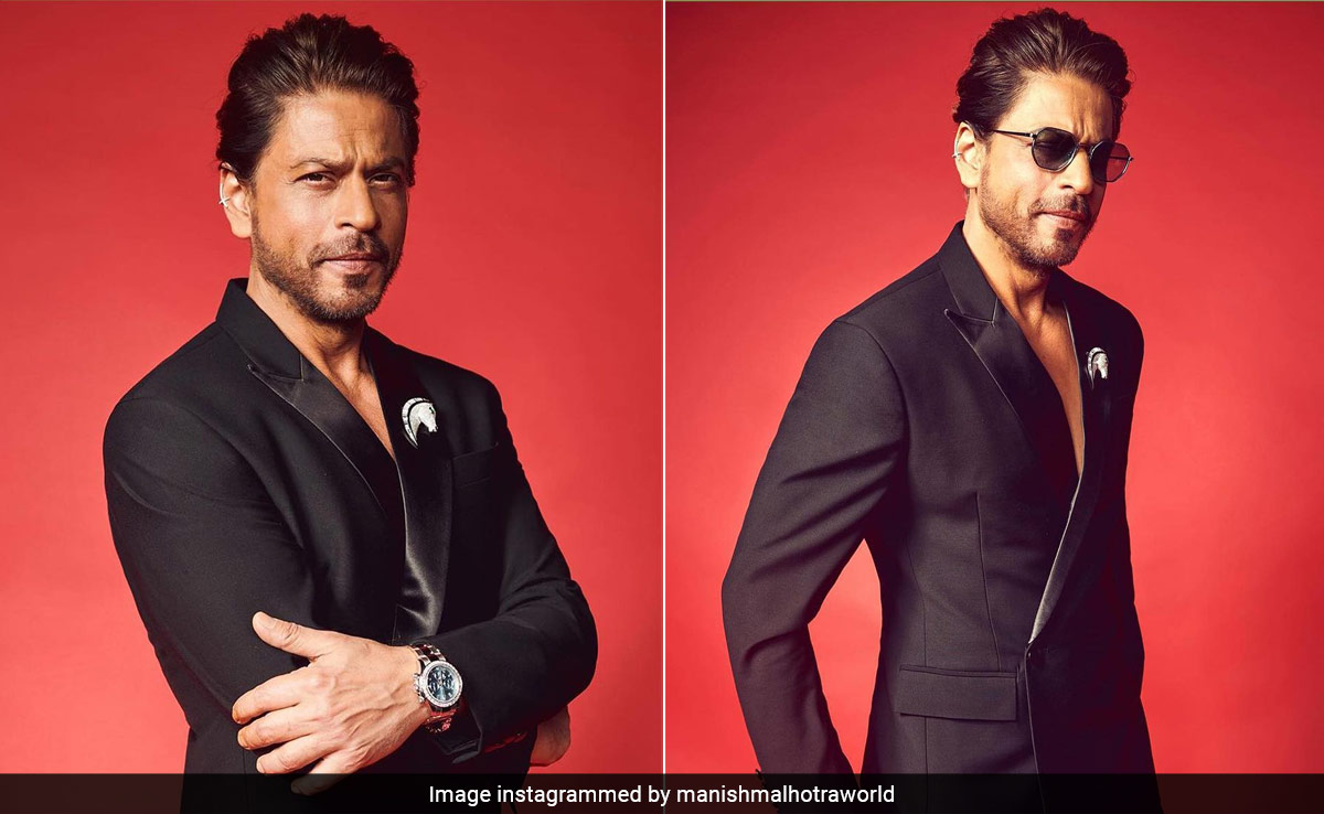Shah Rukh Khan's Custom Manish Malhotra Suit Came With A Fitting Stallion Brooch Pinned On His Lapel