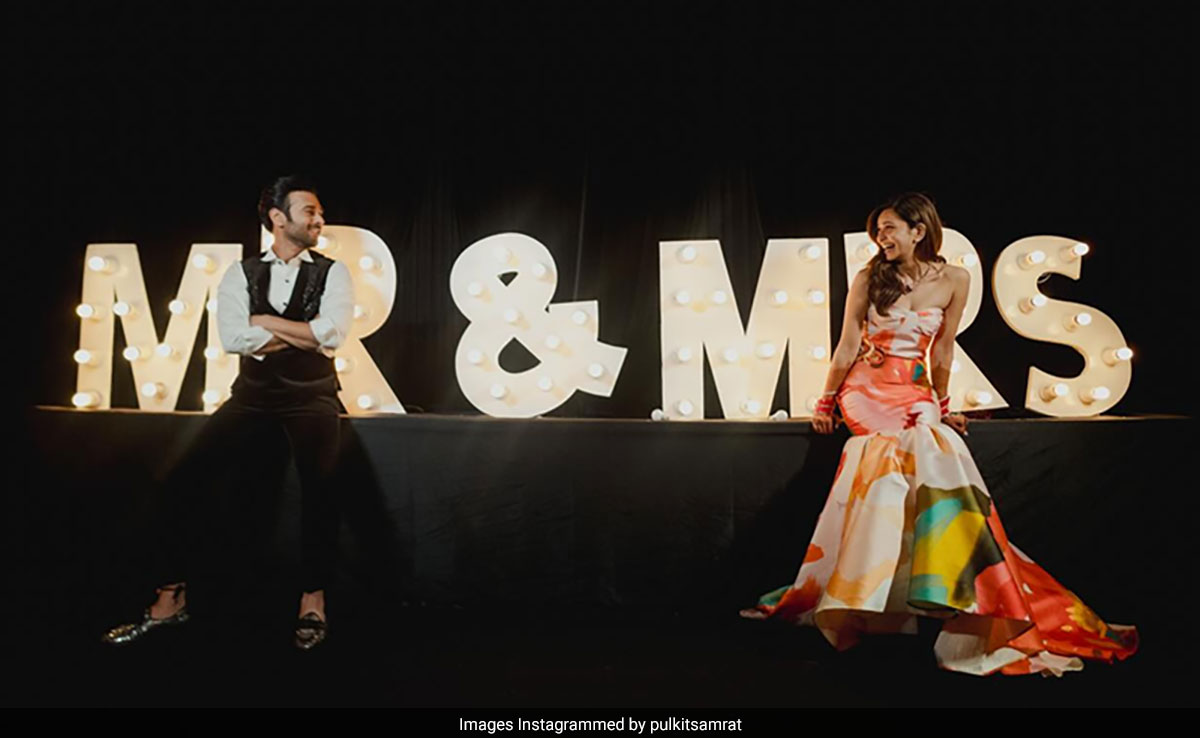 Kriti Kharbanda Slides Into Her Happily Ever After With Pulkit Samrat In A Vibrant Gauri And Nainika Gown