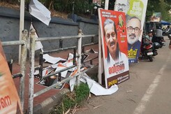 In Kerala Capital, Rows Of Posters Of Candidates Appear On Election Eve In Kerala Capital, Rows Of Posters Of Candidates Appear On Election Eve