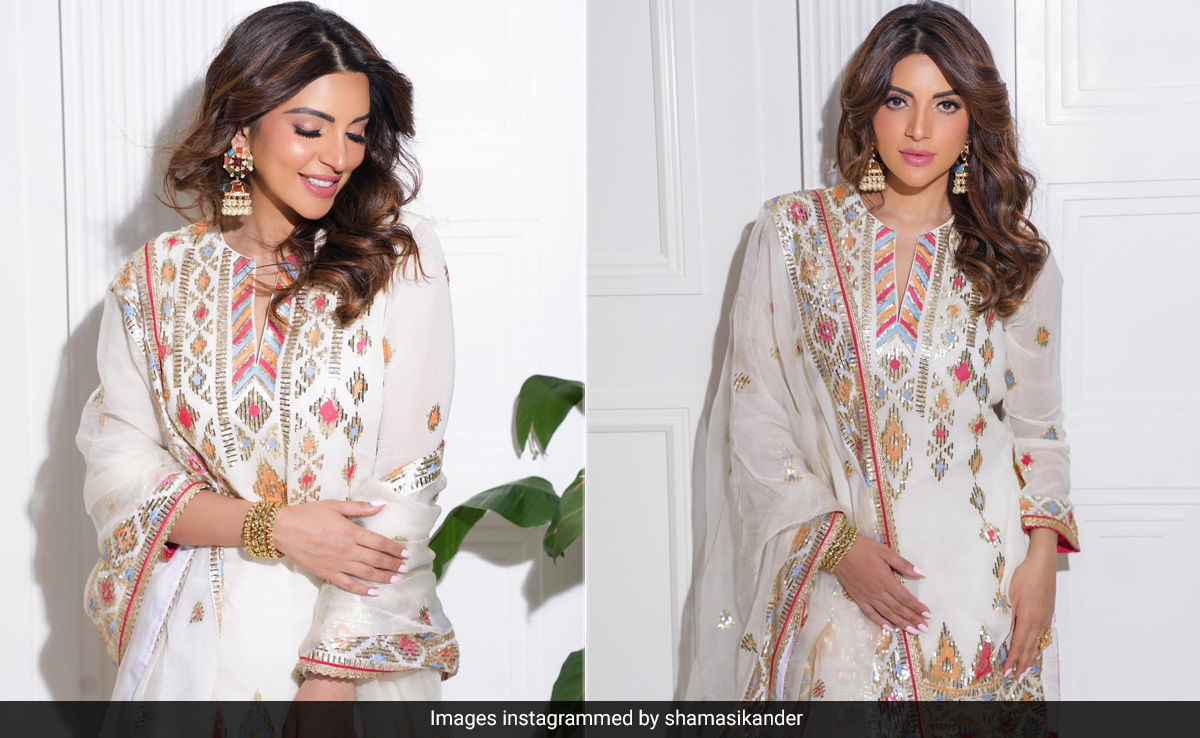 Eid 2024: Shama Sikander Radiates Like The New Moon In A White <i>Sharara</i>