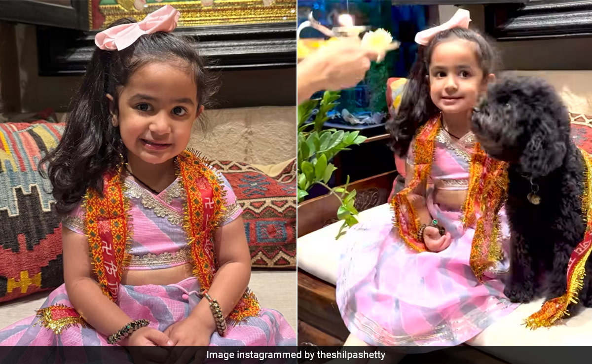 Shilpa Shetty's Mini <i>"Devi"</i> Samisha Was Pretty In Pink For <i>Ashtami</i> 2024